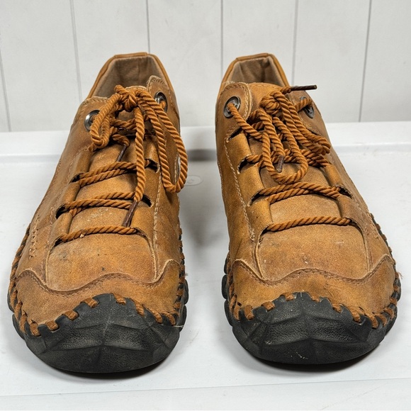 Brown Distressed Leather Outdoor Traveler Lace Up Shoes Indie Casual Men 45/11.5 - Picture 3 of 8